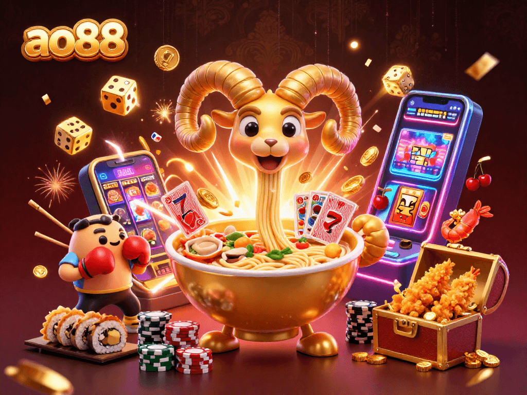 Engage with exciting slots and jackpots at ao88 featuring vibrant 3D characters and festive elements.