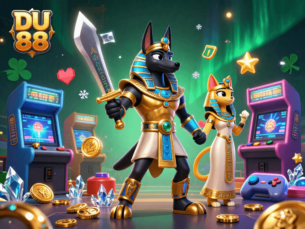 Engage with thrilling action at DU 88 through 3D cartoon warriors and vibrant casino elements.