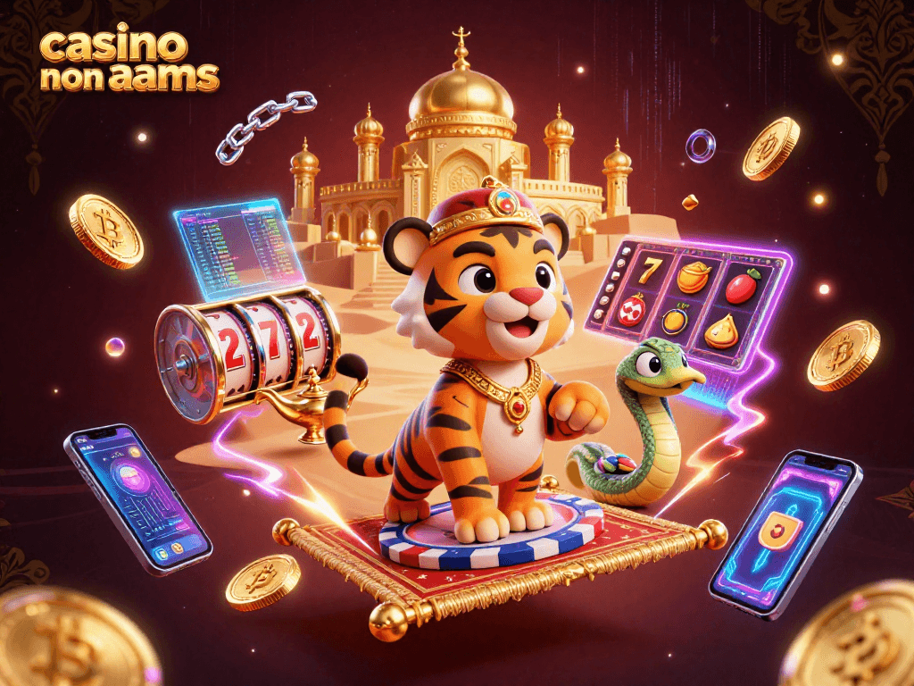 Scopri il mondo dei giochi con casinò non AAMS in un'illustrazione 3D vibrante e dettagliata.