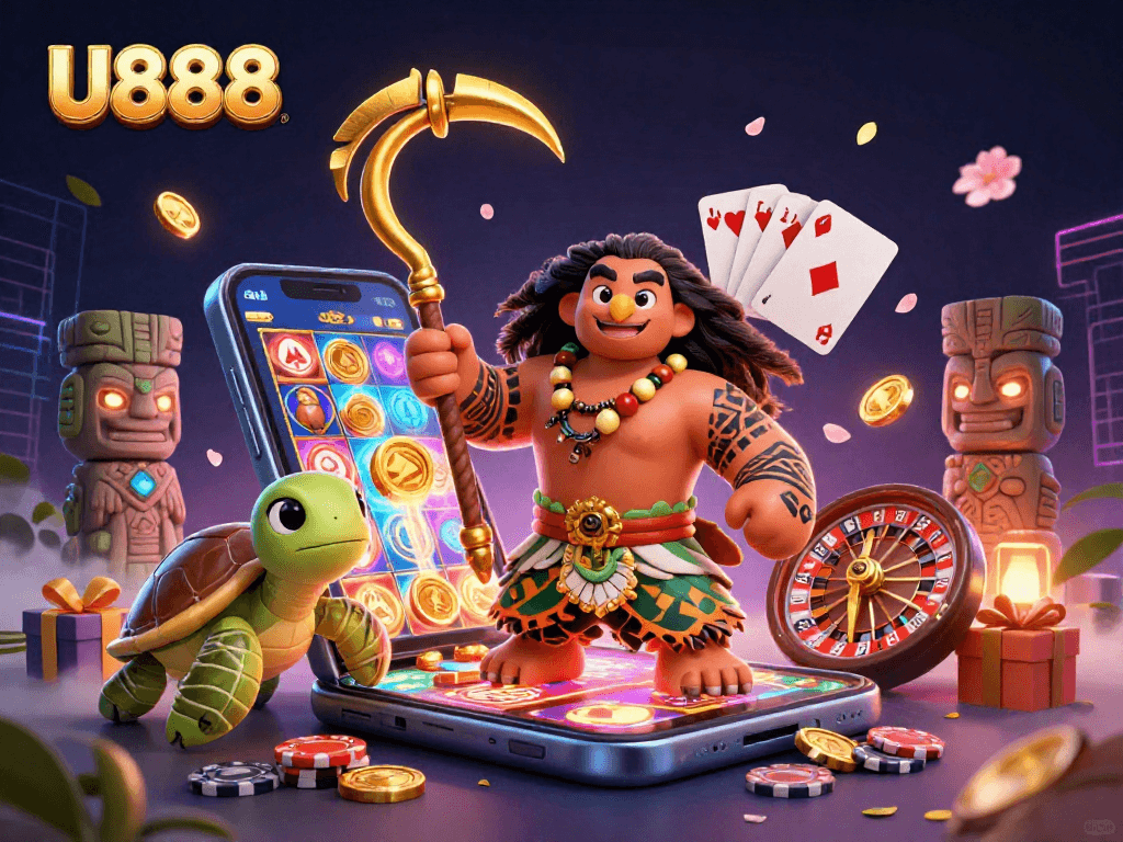 Experience thrilling gameplay with U888's animated slot games, showcasing vibrant characters and dynamic actions.