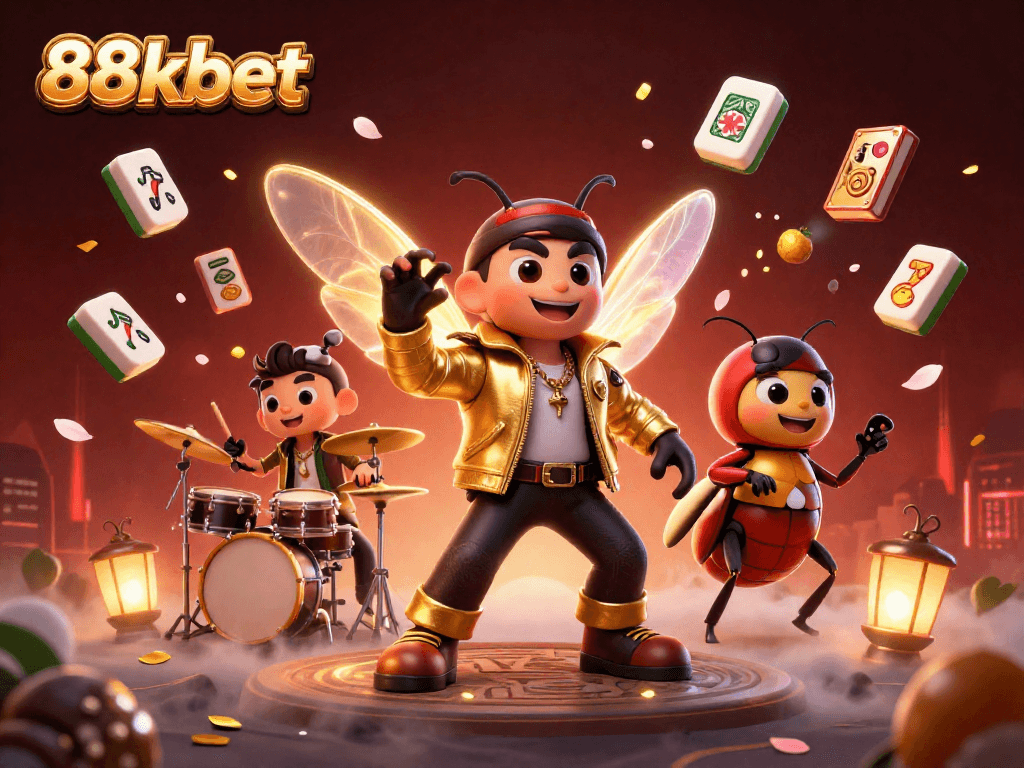 Experience thrilling games at 88kbet with energetic characters and vibrant casino elements.