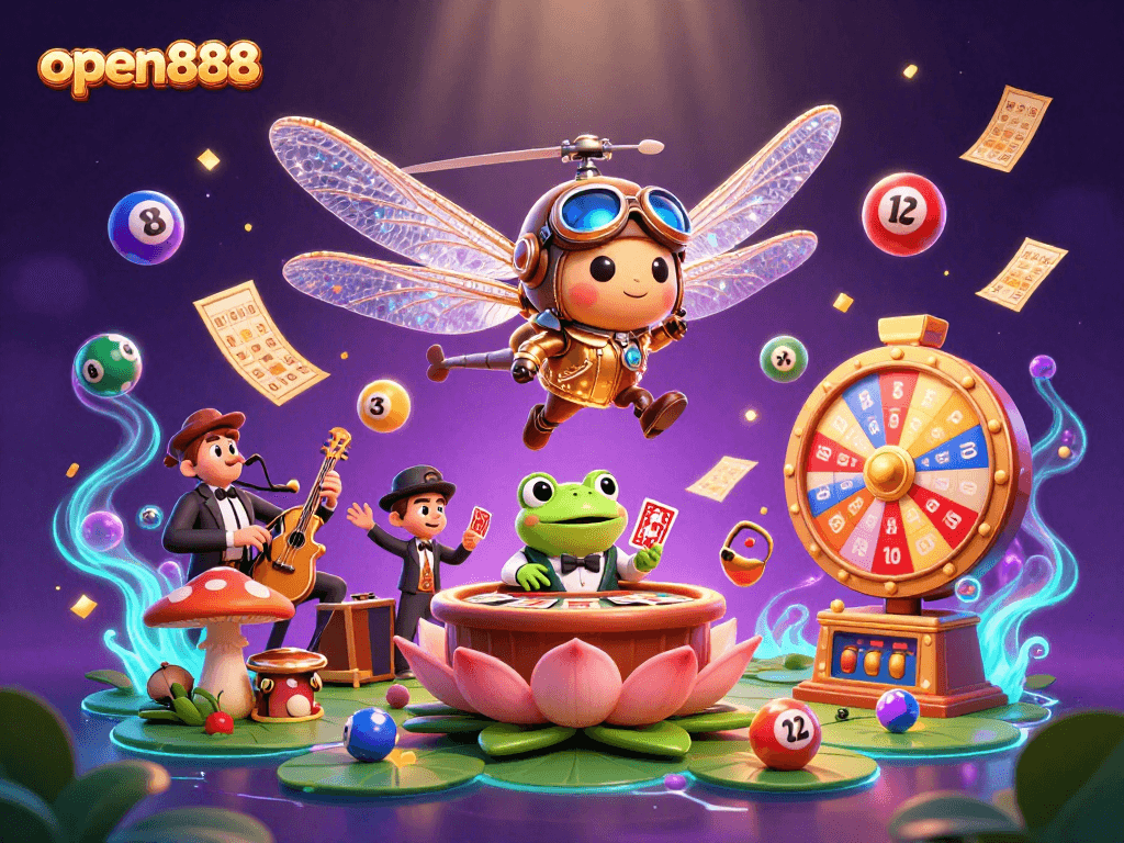 Engage in thrilling entertainment at open888 with vibrant lottery balls and exciting casino elements.