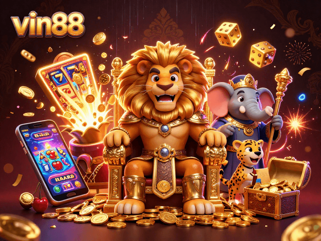 Experience thrilling wins with vin88 at an exciting casino scene featuring dynamic characters and games.