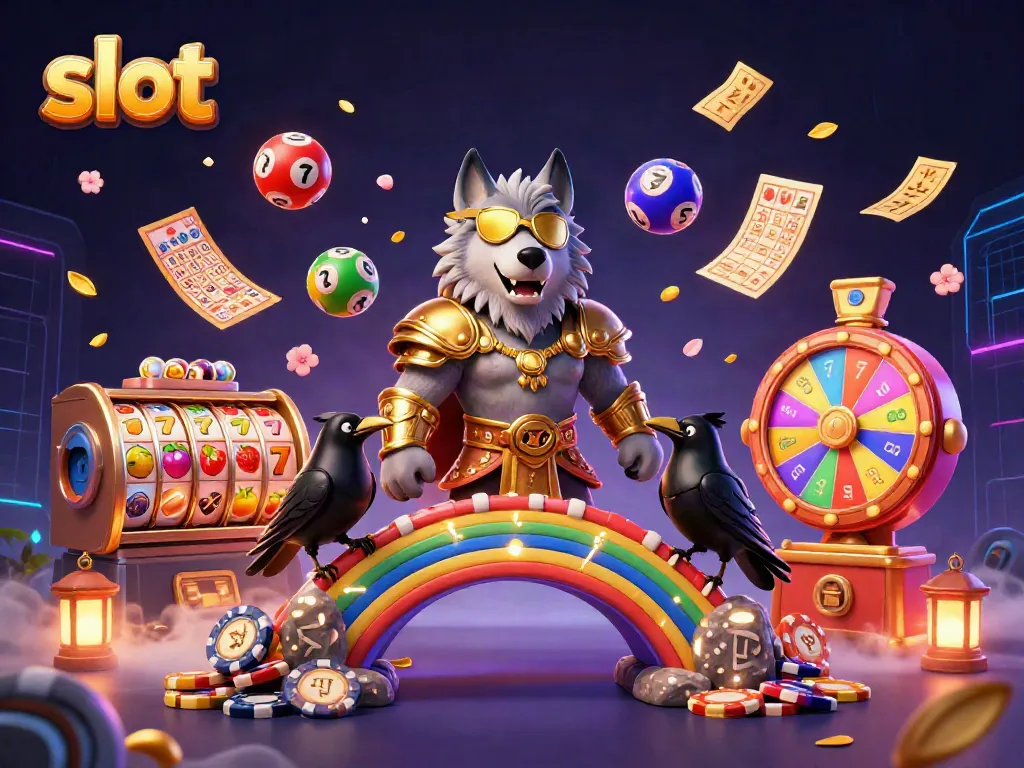 Mesin slot meriah dan karakter mitologi Norse bersinar dalam ilustrasi 3D menakjubkan.