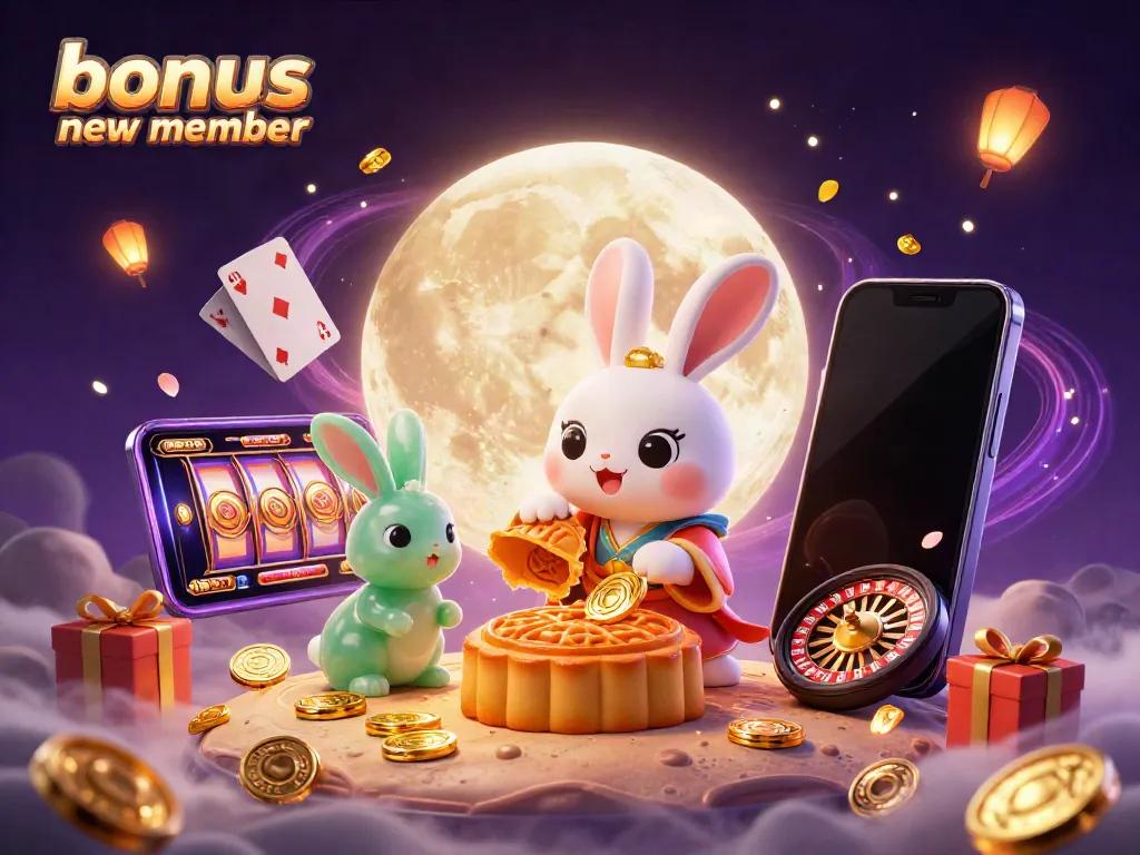 Experience your luck with our bonus new member illustration, featuring vibrant characters and casino elements.