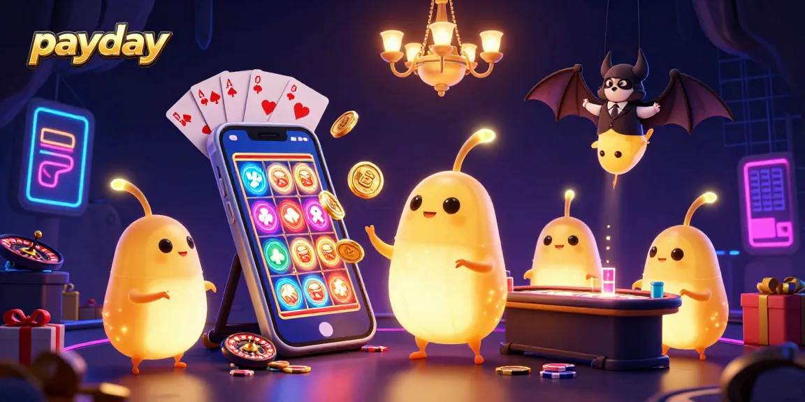 Illuminate your payday gaming experience with vibrant glowworms in this lively casino scene.