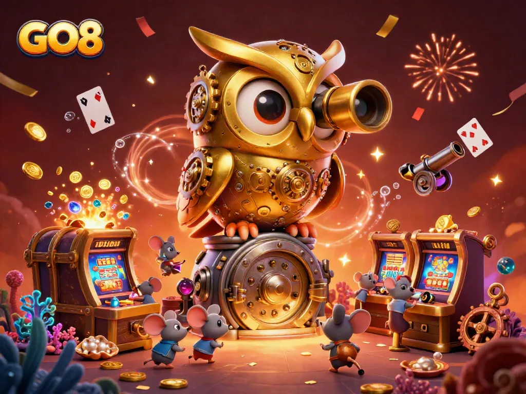 Experience the thrill of GO8 gaming with dynamic casino adventures featuring a golden owl and magical treasures.