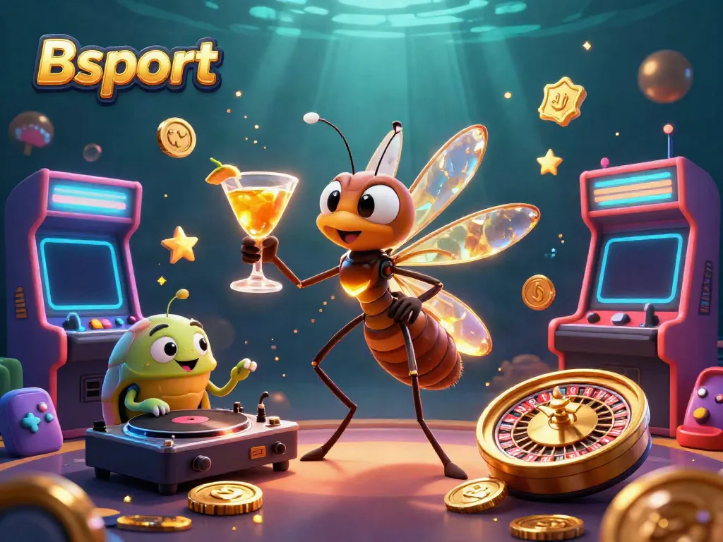 Experience the thrill of Bsport with vibrant casino elements and animated characters.