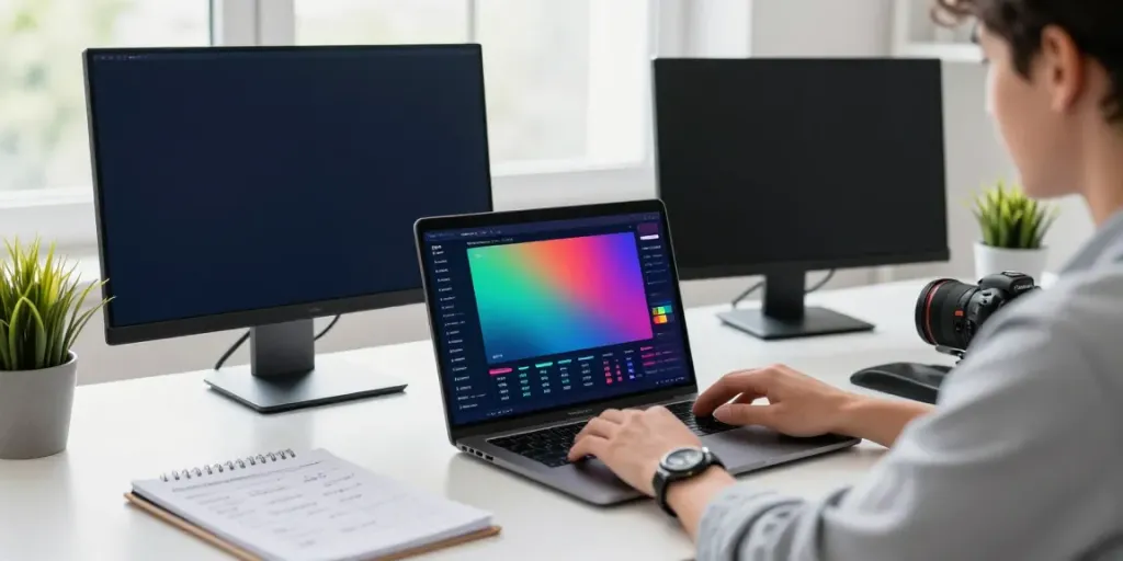 Engaging with the Internet Money wallet on a modern laptop in a sleek workspace.