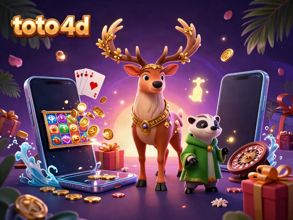 Menangkan peluang dengan toto 4d di latar belakang slot game berwarna cerah.