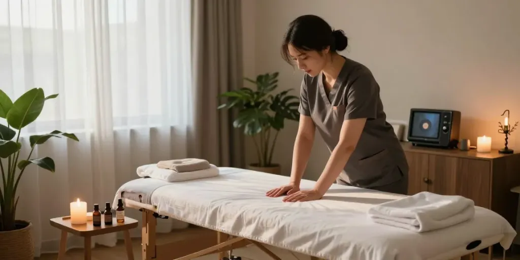 Discovering 영등포출장안마 services in a serene wellness therapy setting with a professional massage therapist.
