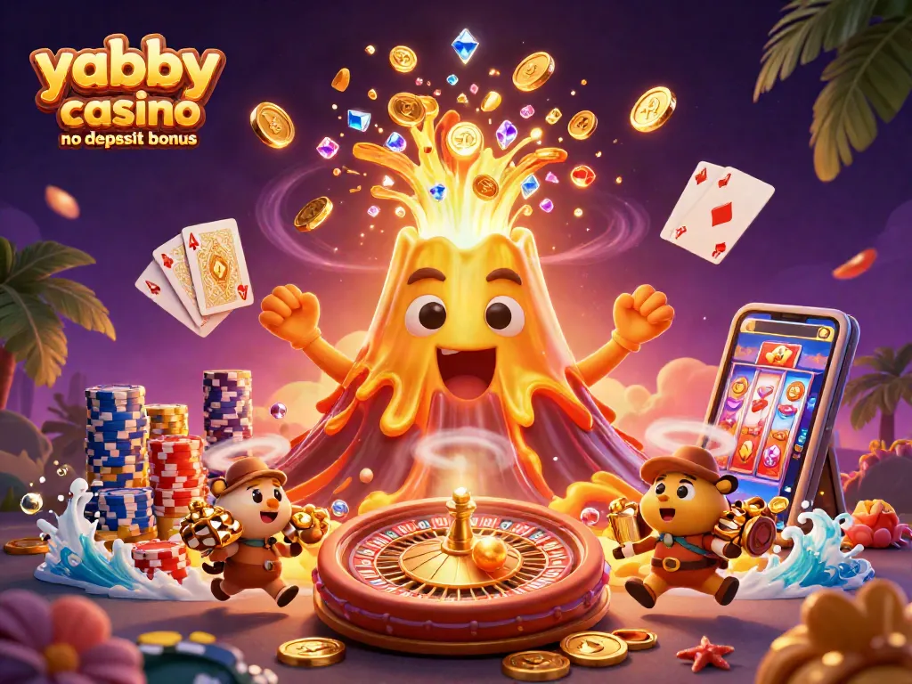 Spin to win at Yabby Casino with exciting no deposit bonus offers and vibrant casino graphics.