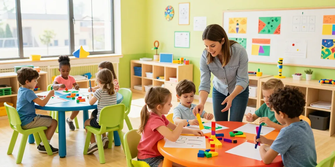 Best preschool Singapore children engaged in interactive learning in a vibrant classroom.