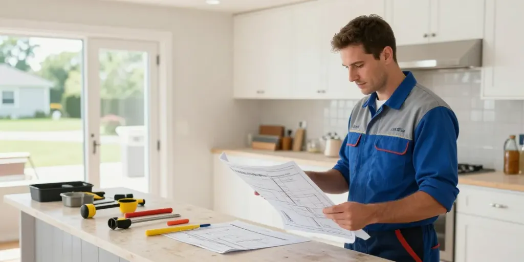 Trustworthy local contractor working on home renovation with wish4d service.