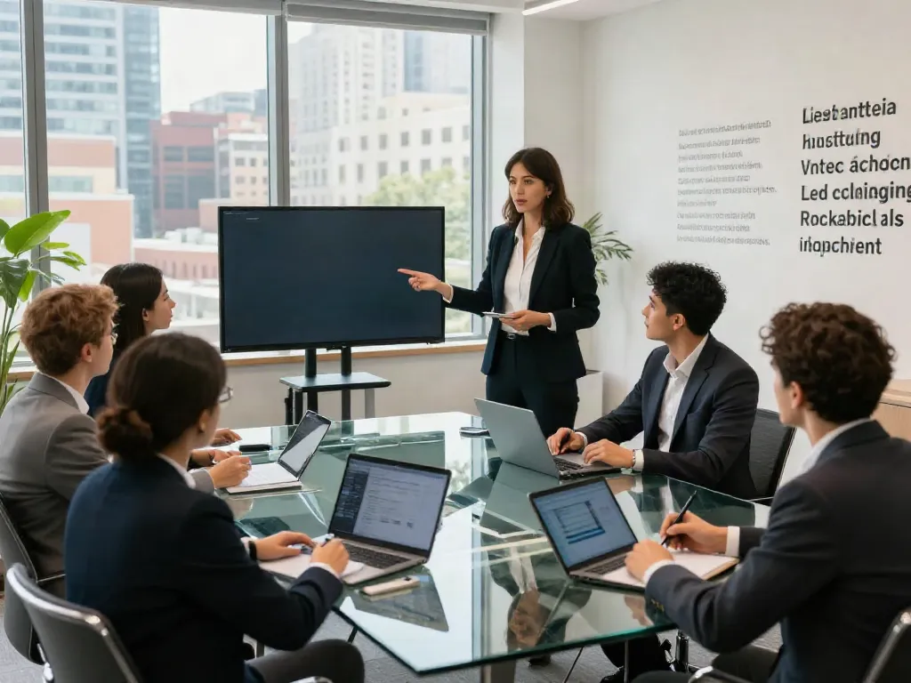 PedroVazPaulo Executive Coaching session demonstrating collaboration and leadership development in a modern office setting.
