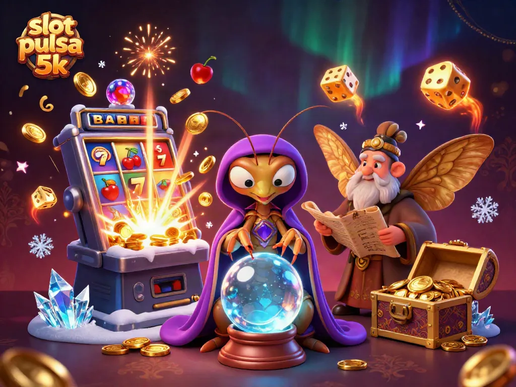 Experience thrilling wins with slot pulsa 5k and colorful casino elements in this captivating scene.