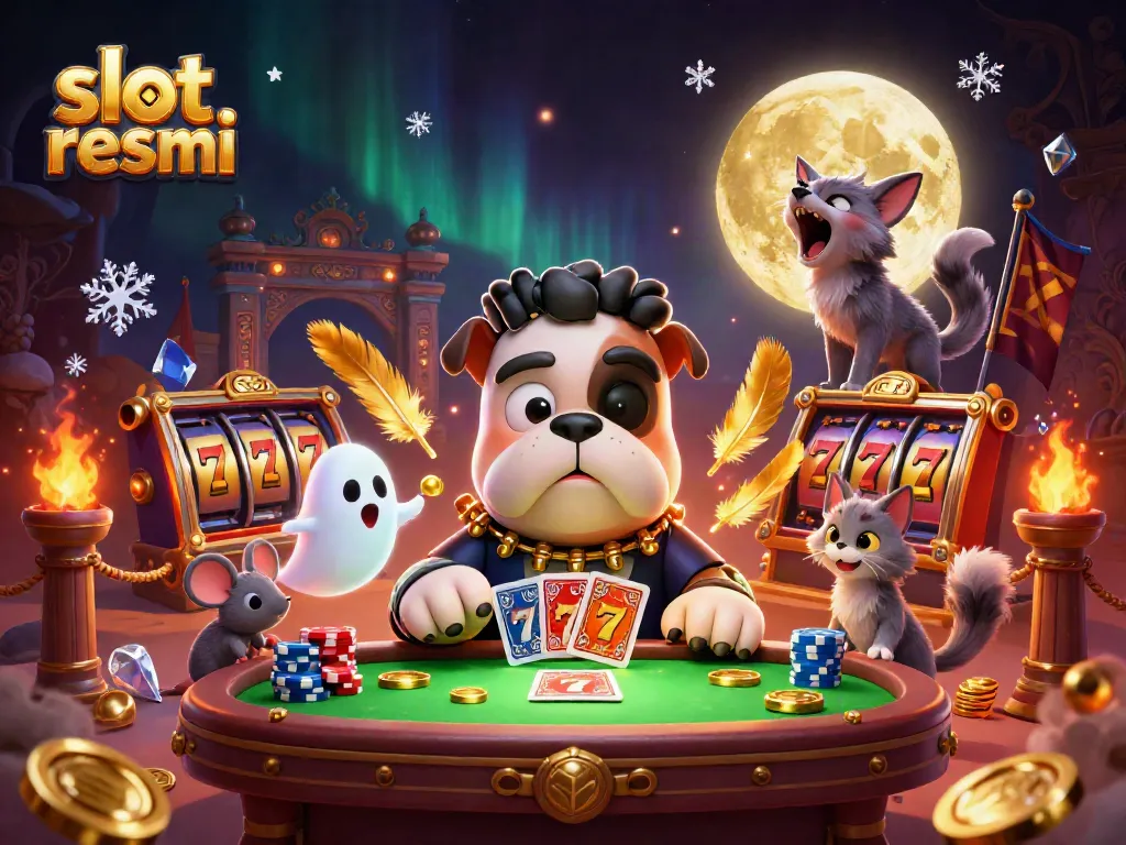 Experience the excitement of slot resmi in a vibrant casino scene with creative, whimsical characters.