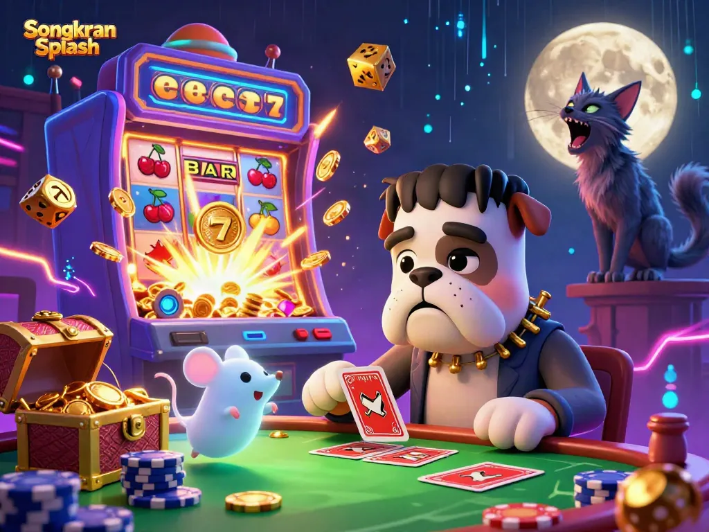 Experience the excitement of Songkran Splash with vibrant casino action featuring playful characters and jackpot thrills.
