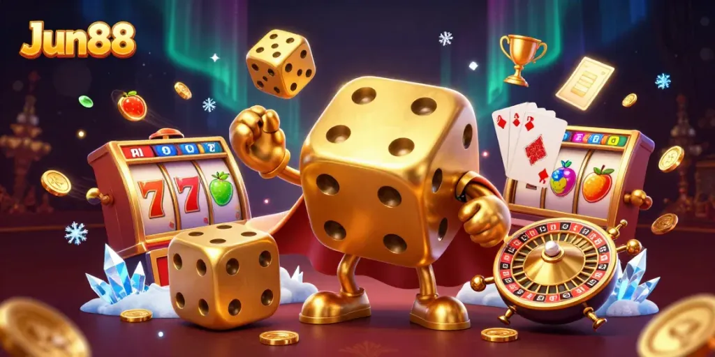 Engage with Jun88's vibrant casino world featuring dynamic game characters and elements.