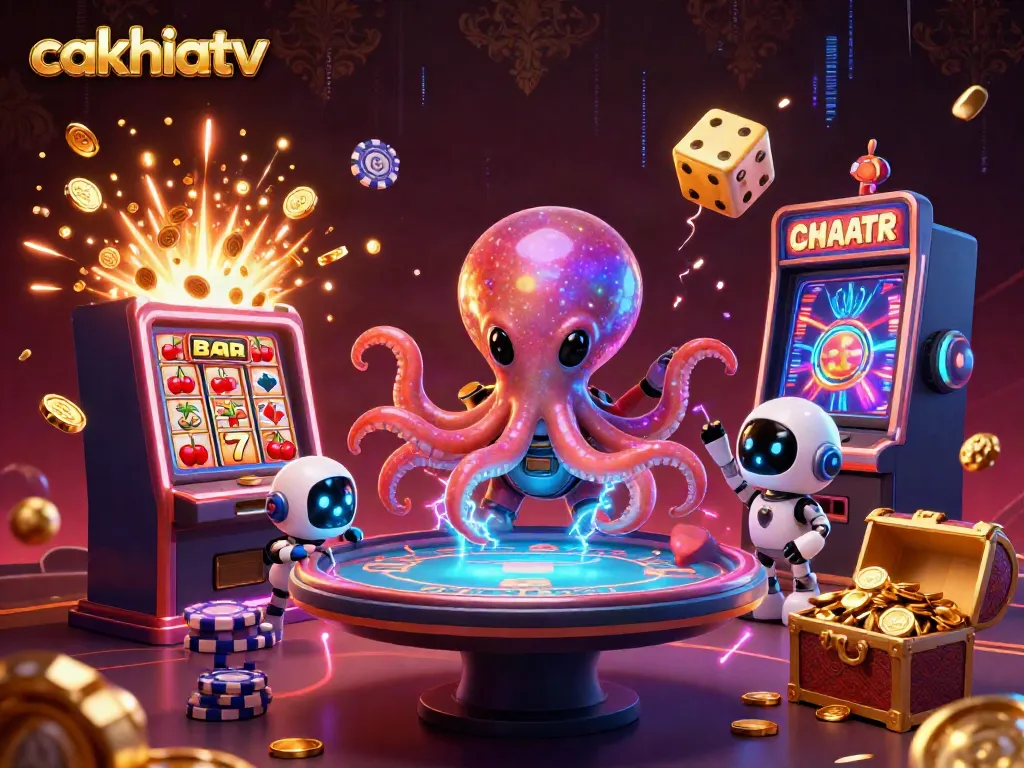 Experience exciting gambling with cakhiatv's vibrant online casino scene featuring alien characters and dynamic elements.
