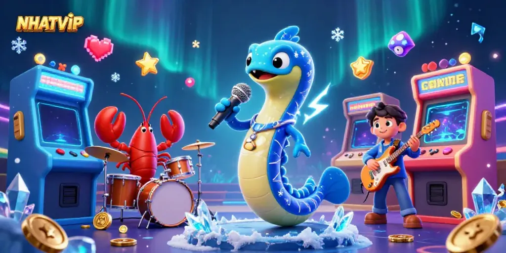 Play exciting NHATVIP games featuring vibrant characters in an electrifying underwater casino scene.