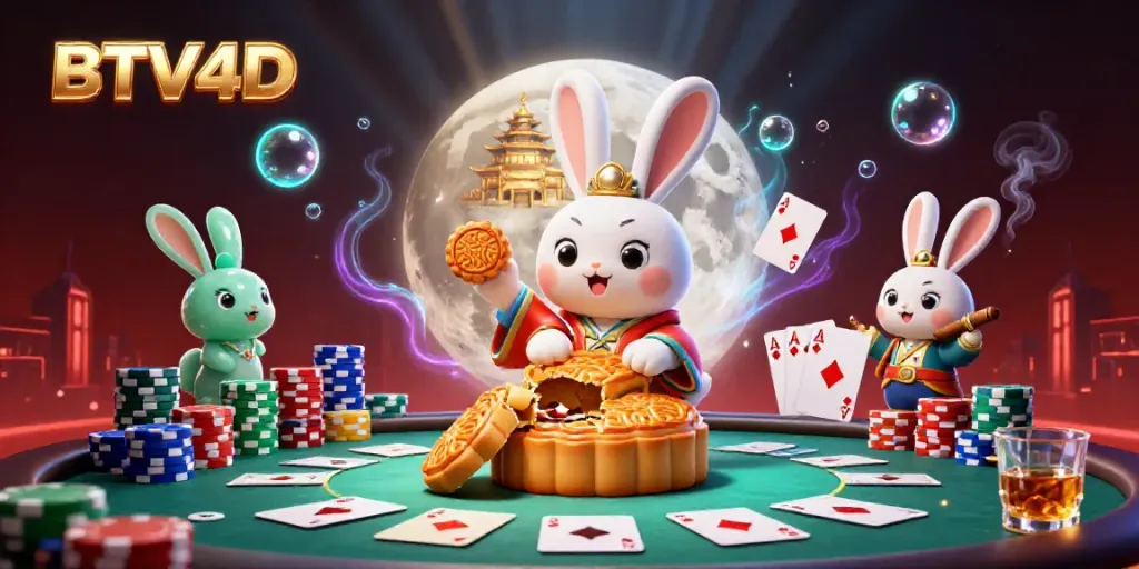 Gandakan keberuntungan Anda dengan BTV4D: ilustrasi kasino memukau di bulan.