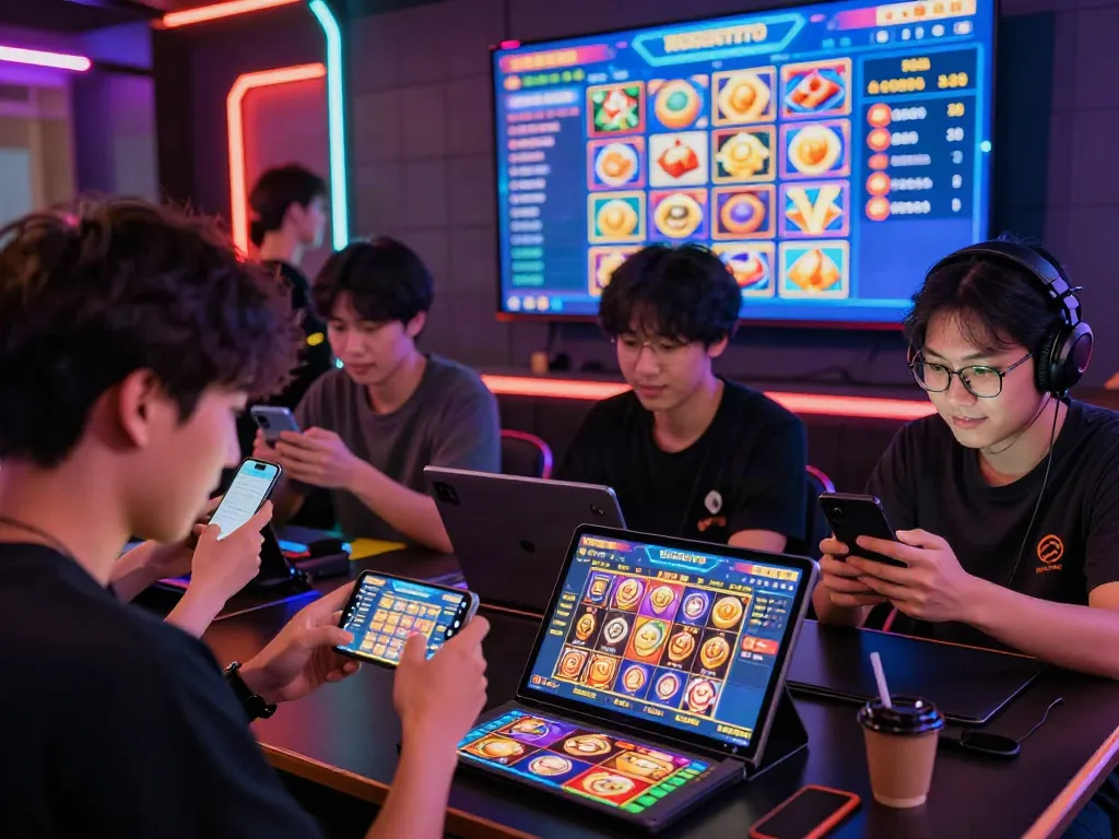 Pengguna RUSUNTOTO terlibat dalam permainan slot online, menunjukkan kegembiraan dan interaksi dalam komunitas gaming.