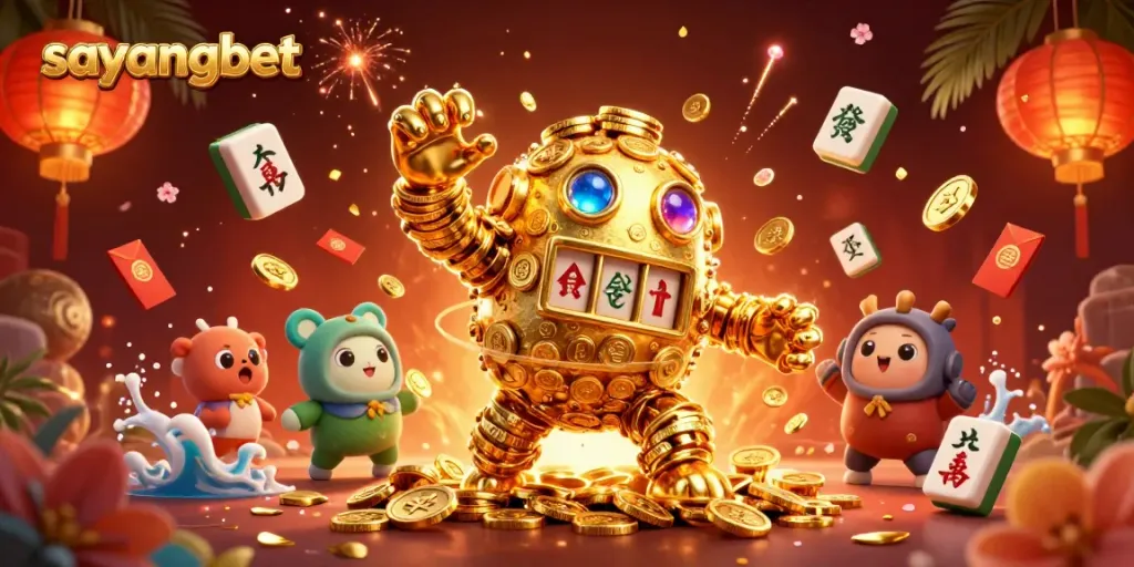 Experience the thrill of winning at sayangbet with this vibrant 3D casino illustration showcasing energetic gaming elements.
