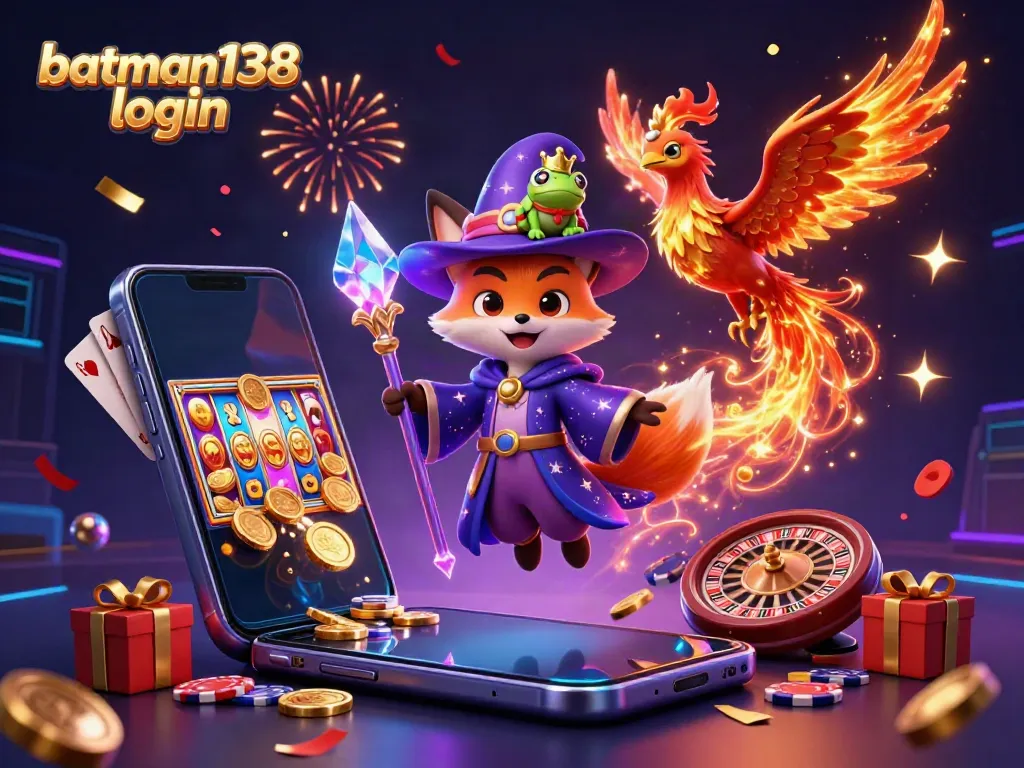 Experience thrilling gameplay with batman138 login at this vibrant casino illustration featuring mystical characters.