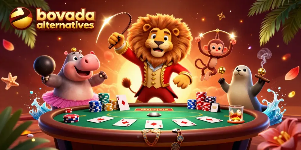 Experience the excitement of Bovada alternatives amid vibrant casino characters and gaming elements.