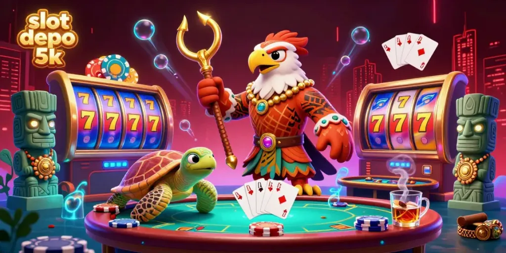 Engage in thrilling gameplay at slot depo 5k with 3D demigod and vibrant gambling elements.