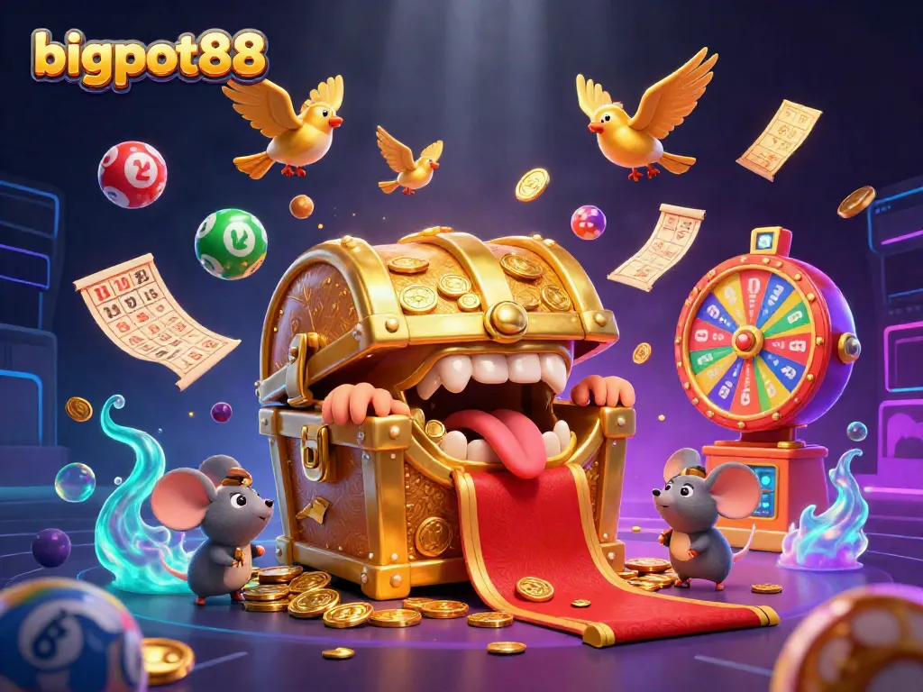 Penuhi dompet Anda di bigpot88 dengan kumpulan lotere berwarna-warni dan tiket emas yang berkilauan.