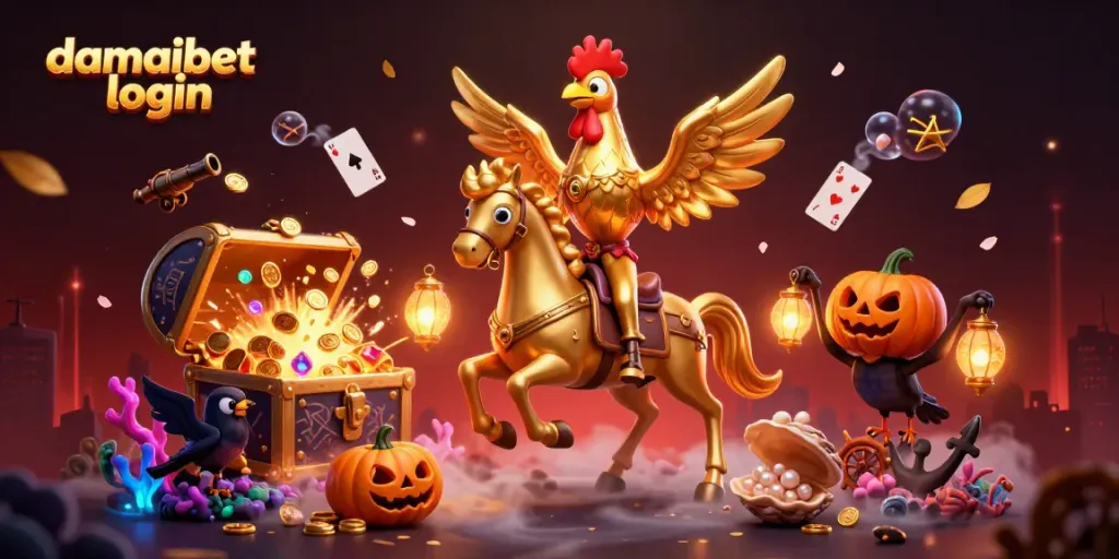 Experience the thrill with damaibet login in this vibrant casino illustration filled with adventure and excitement.