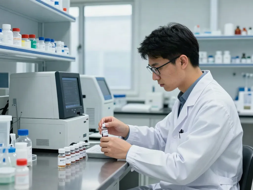 Buy BPC-157 online in a professional lab setting showcasing research analysis.