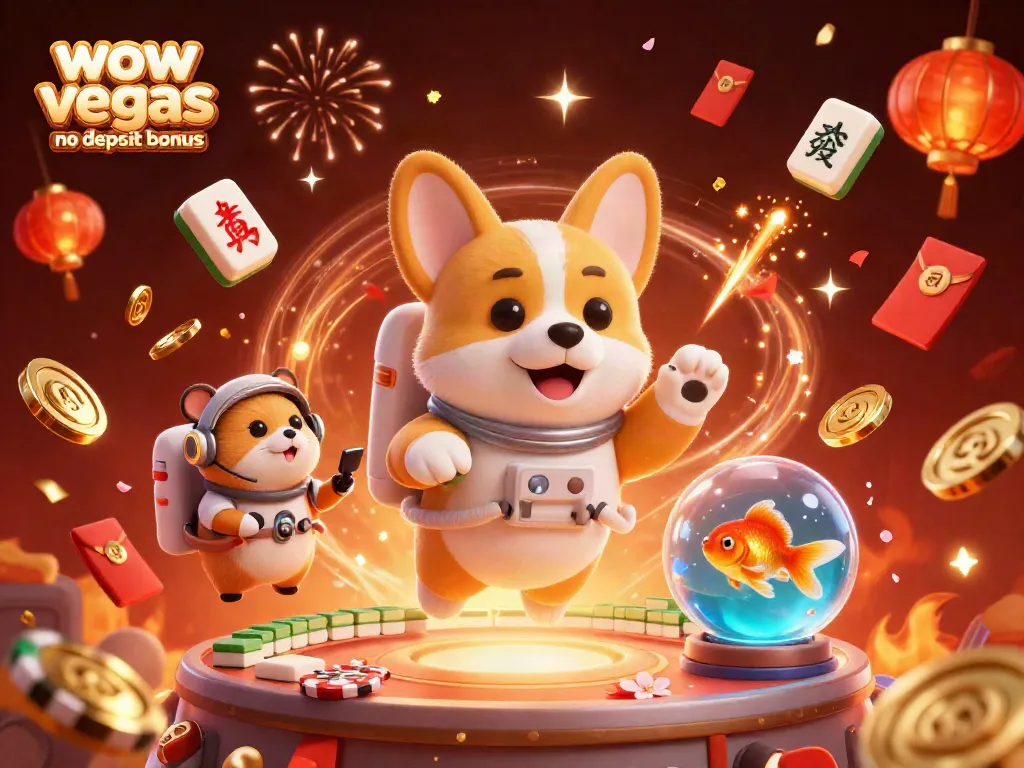 Engage with WOW Vegas no deposit bonus and explore floating gold coins and vibrant casino elements.