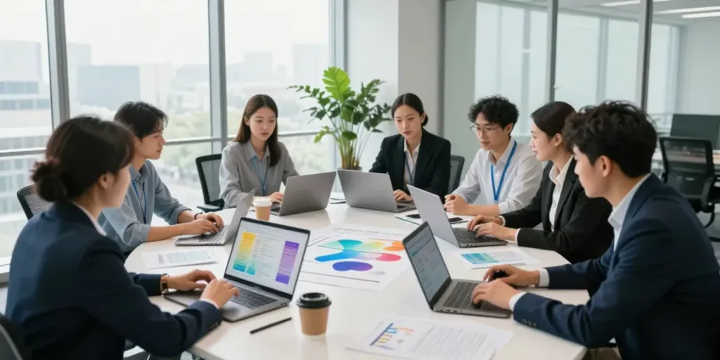 Team collaborating on innovative projects at the office, emphasizing you can check here for business solutions.