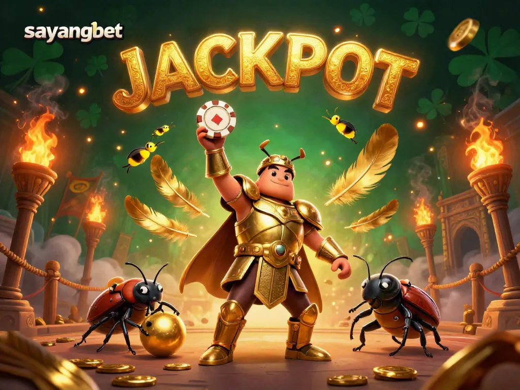 Experience big wins with sayangbet's vibrant 3D illustration showcasing glorious victories in a lively casino.