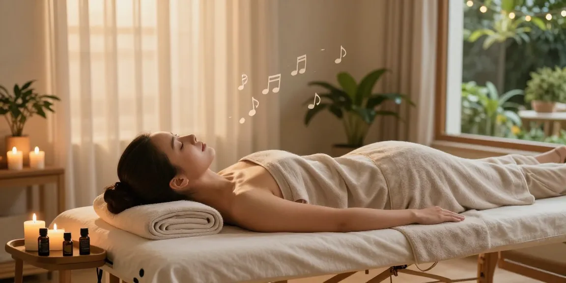 Experience 용산출장마사지 in a peaceful home spa setting with soothing candles and essential oils.