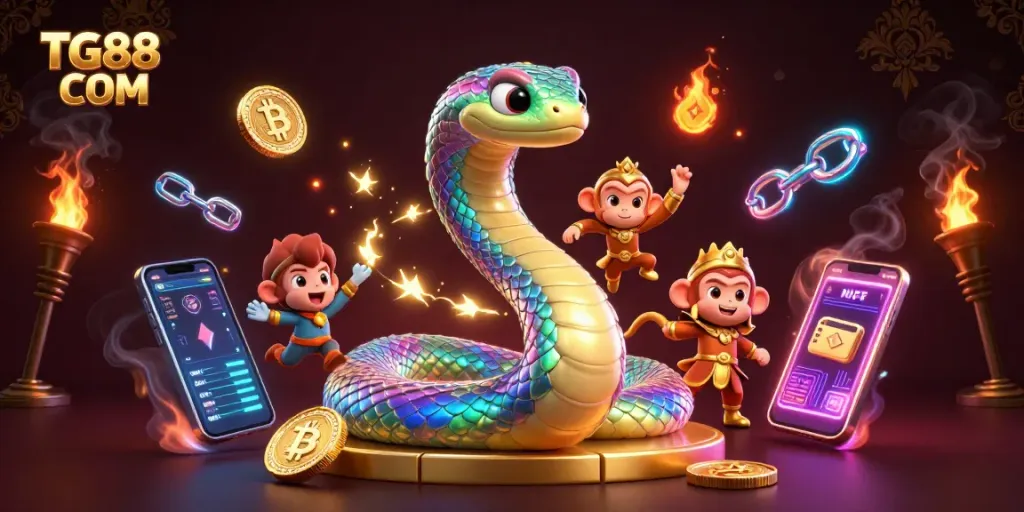 Engage with TG88 COM while enjoying vibrant casino elements and glittering crypto coins.