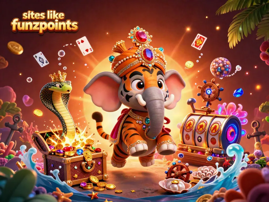 Play exciting games like Funzpoints with an energetic 3D casino scene filled with colorful elements.