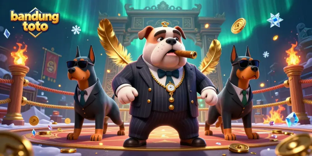 Engage in thrilling action with the bandung toto mafia bulldog, surrounded by vibrant gambling elements.