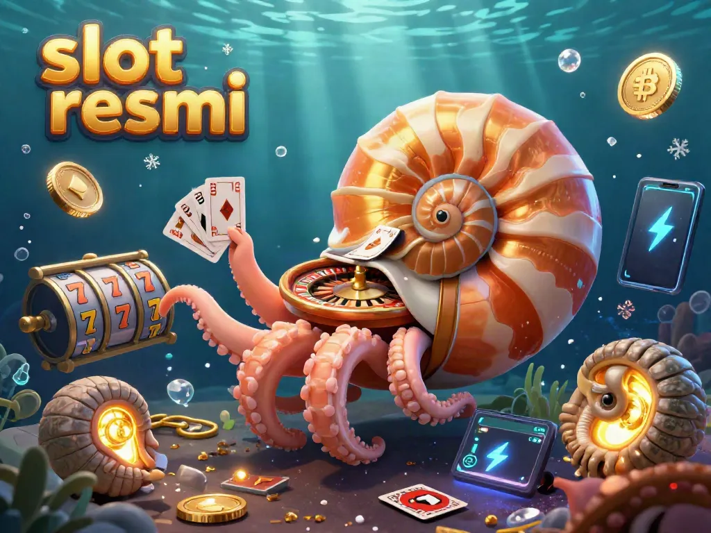 Experience thrilling gameplay with slot resmi featuring a giant nautilus as a roulette wheel, cards, and crypto coins.