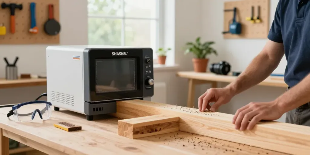 SHASHEL® wood treatment equipment eliminating pests in a professional workshop setting.