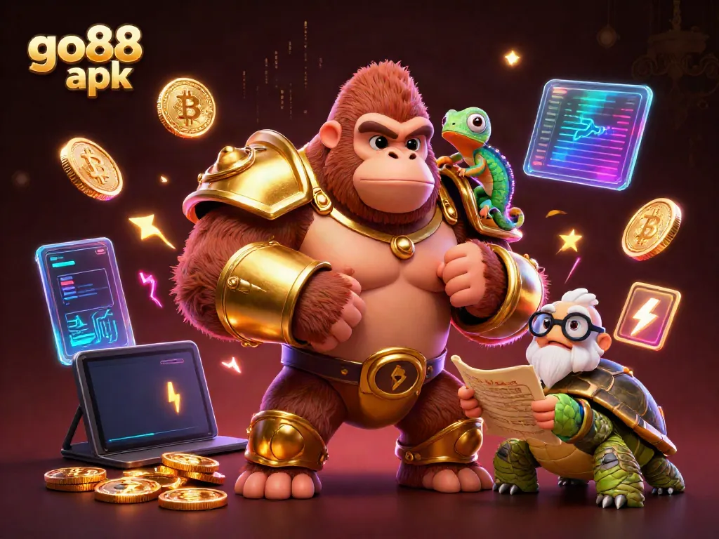 Experience thrilling gameplay with go88 apk, featuring a powerful gorilla king and crypto elements.
